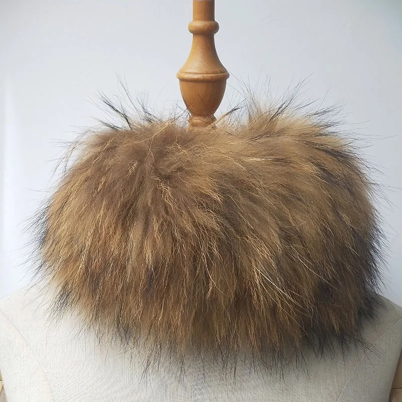 Real Raccoon fur Scarf Women Knitted Winter Warm Natural Fur Scarves Elastic Ladies Neck Warmer Russia Headbands 241122