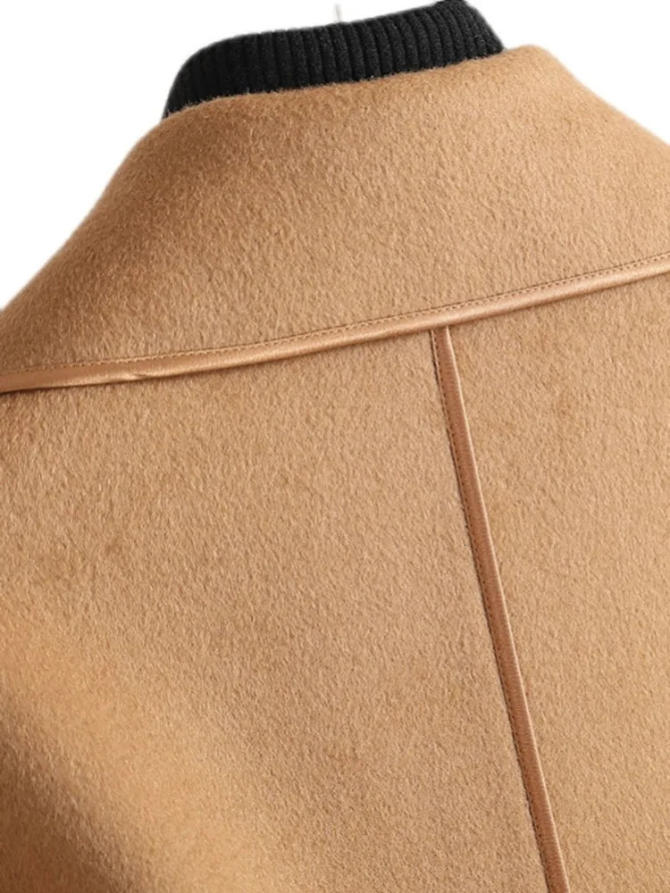 LANMREM Long Double Sided Wool Coat Lapel Solid Color Belt Winter Elegant Style Streetwear High End Clothing 2DA1960 241129