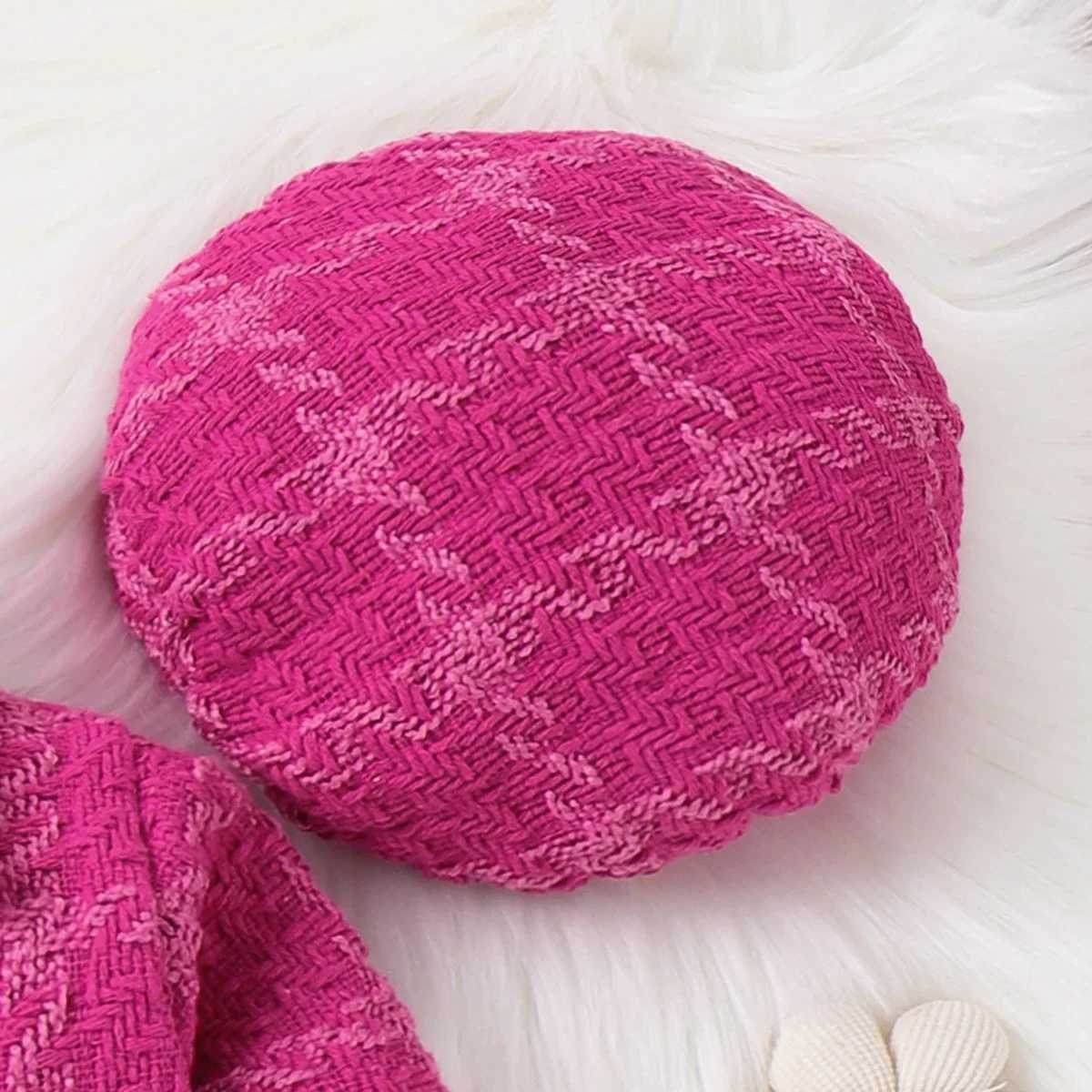 Clothing Sets 3 pieces of solid color classic grid hunting dog set for toddlers and girls with hats suitable for summer Y241129D26E