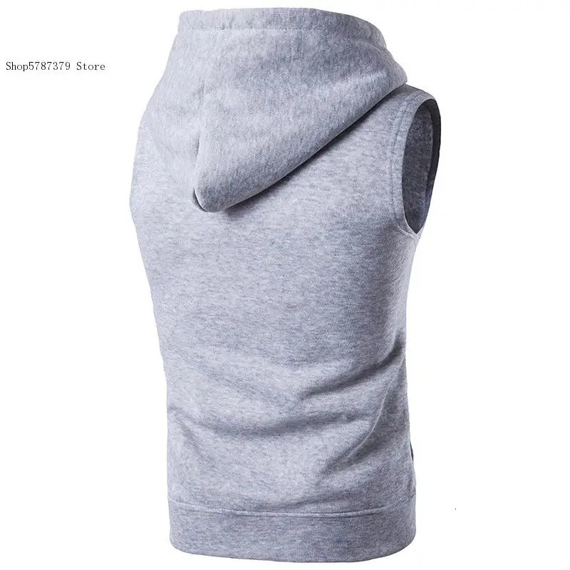 Mens Casual Hoodie with Sleeveless Zipper Sports Shirt Springsummerautumn Cotton Jacket Vest 241129
