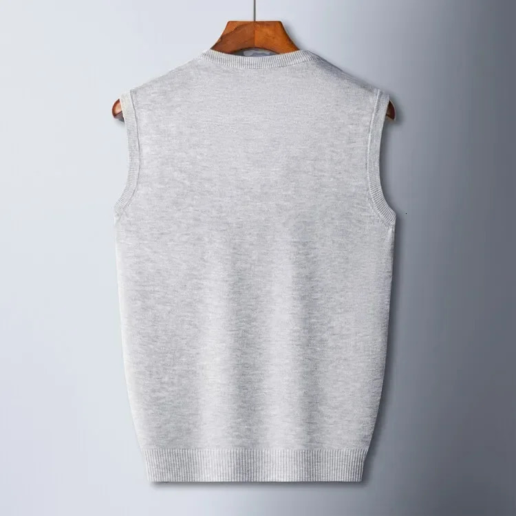 Mens Business Casual Pullover Wear Warm Sleeveless Wool Knitted Sweater Vest Tops 241129