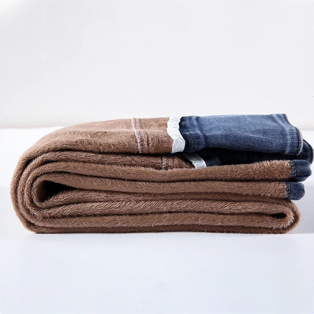 Zoenova Womens Winter Wool Velvet Warm Jeans Thick Trouser High Waist Elastic Pants Mom Jeans Elastic Pencil Pants Pants 241122