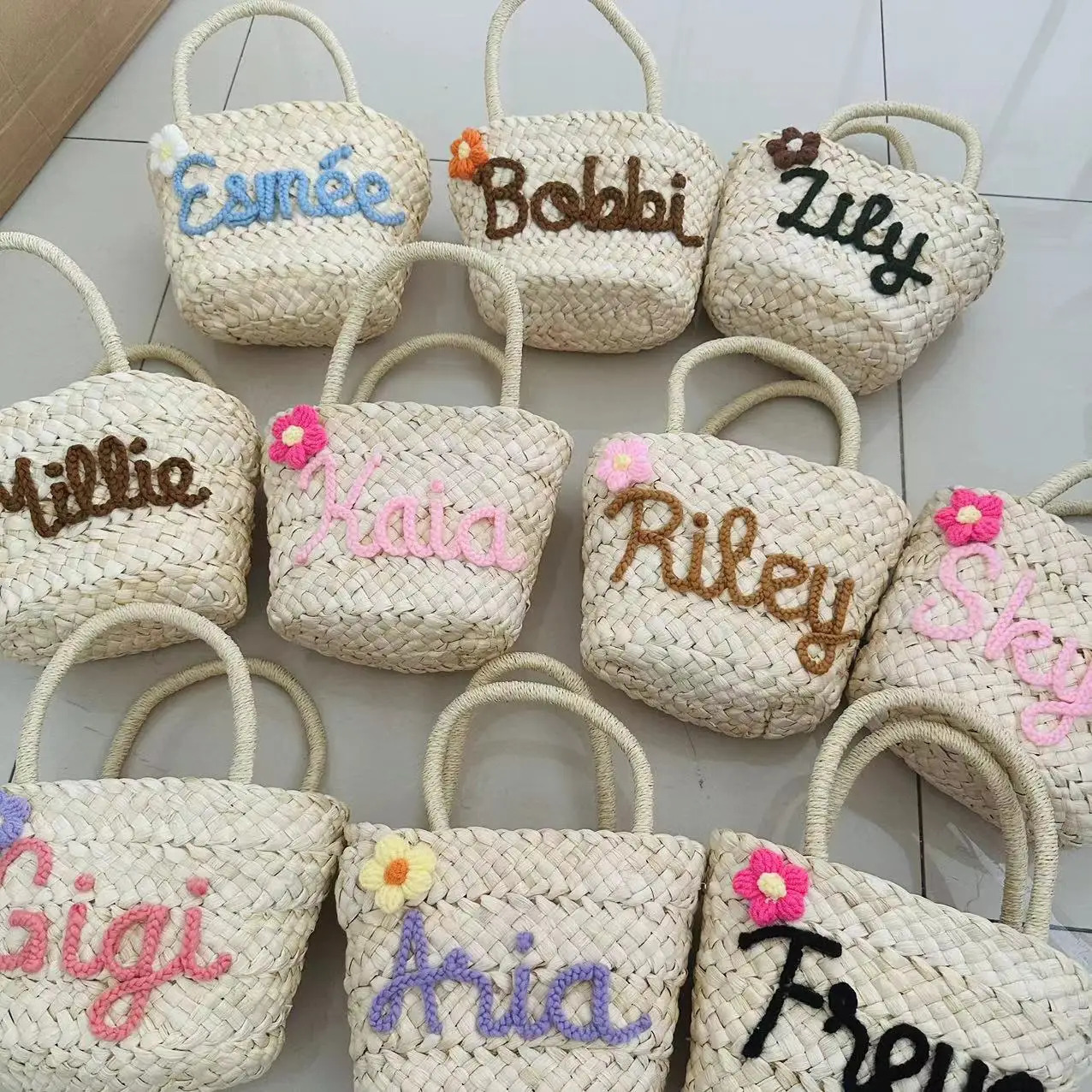 Personalized Handmade Straw Bag for Bridesmaid Tote With Name Custom Flower Girl Beach Bridal Party Gift 241203