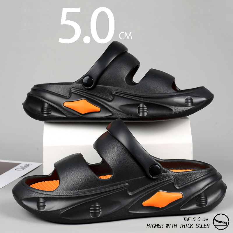 thick soles summer men's Beach anti slip dual-purpose sandals external wear couple's oversized perforated shoes Lhshoe