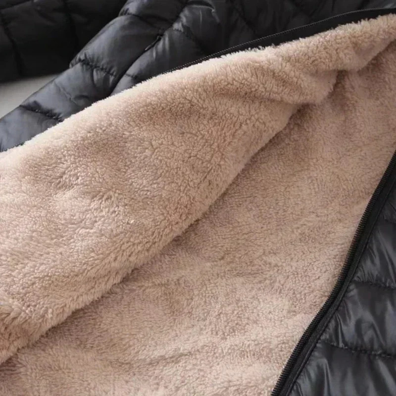 Women Winter Warm Lined Quilted Jacket Fuzzy Fleece Lightweight Zip Long Sleeve Hooded Coat with Pocket Fashion Coats Outwear 241129