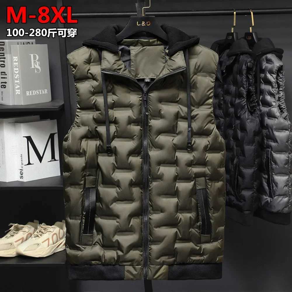 Men's Down Parkas Sleeveless Down Waistcoat Jacket Male Casual Vest Coat Plus Size 8XL Mens Brand Autumn Winter New Cool Men Cotton Vest Jacket z