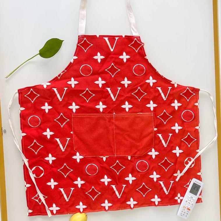 stampup fashion Designer Home kitchen cooking brown Old Flower Apron chef's work clothes barber shop household cleaning letter printing apron sta