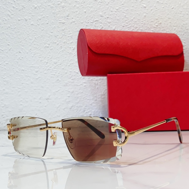 Frameless Square Sunglasses Titanium HD lens 0092 Womens Mens Designer Sunglasses Fashion Outdoor Goggles Radiation Protection UV400