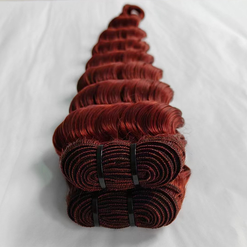 Brazilian Human Hair 3 Bundles Loose Deep 33# Color Curly Peruvian Indian 10A Hair Products 10-30inch Thirthy-three Colorful