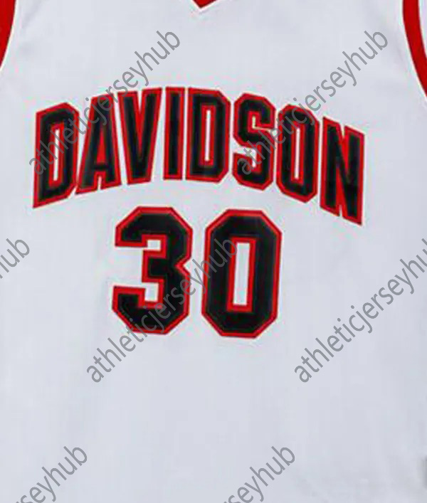 Polyester Davidson Number 30 Red Vintage Basketball Jersey, Sleeveless Loose-Fit Athletic Tank with Embroidered Letters and Numbers for Adults
