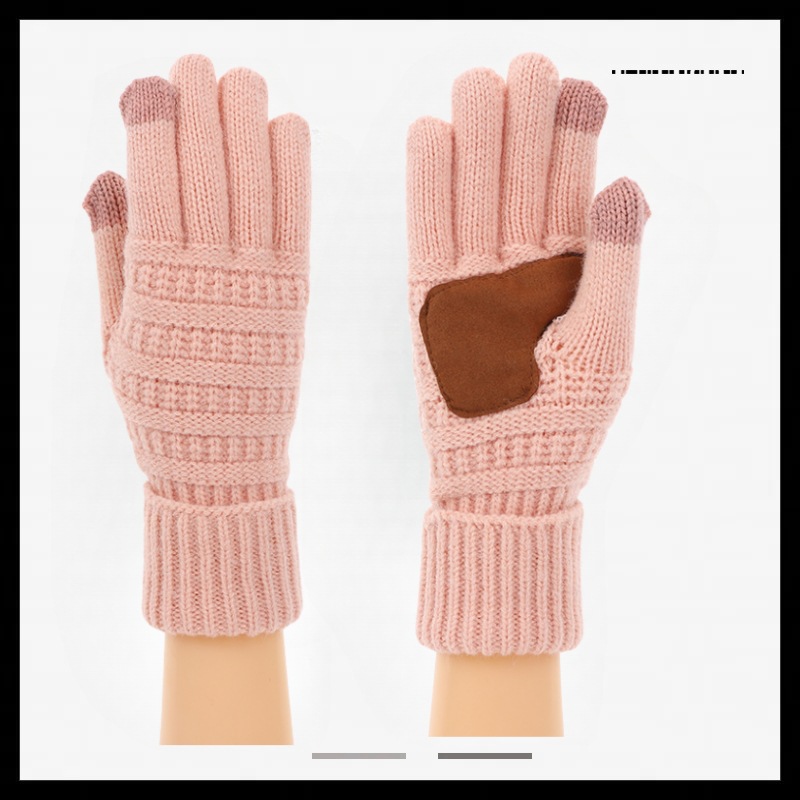 Winter anti cold and warm touch screen knitted gloves foreign trade source outdoor cycling five finger gloves fashionable woolen gloves