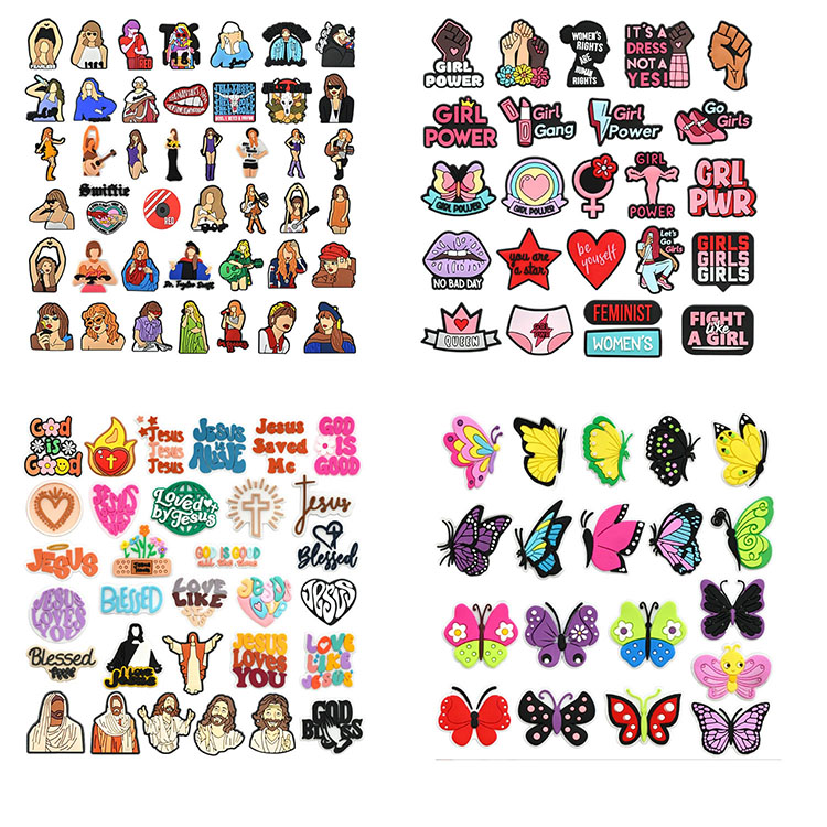 music people pink girl butterfly muti style shoe part accessories clog charm decoration buckle DIY gift