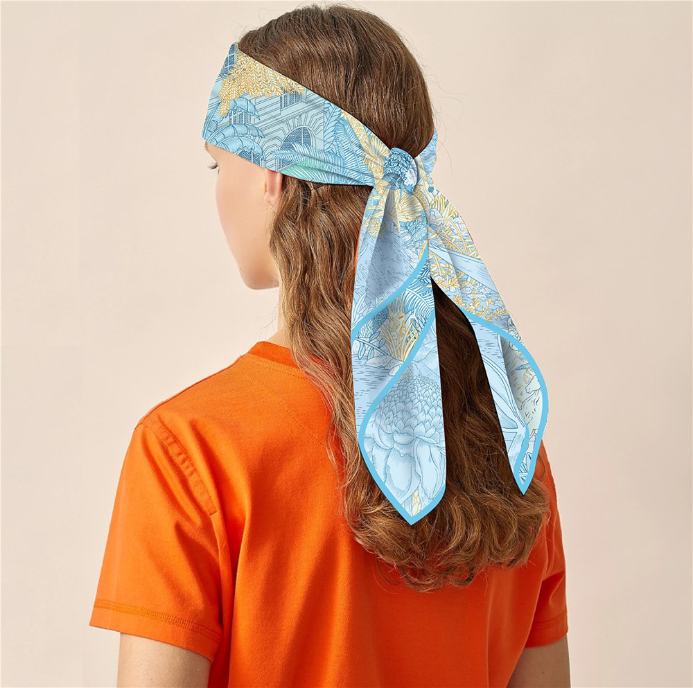 Women Square Head Scarf 90CM Hair Neck Scarves Shawls Bag Bandanas Summer Spring Accessories Female Foulard Femme 90cm*90cm Faubourg Tropical