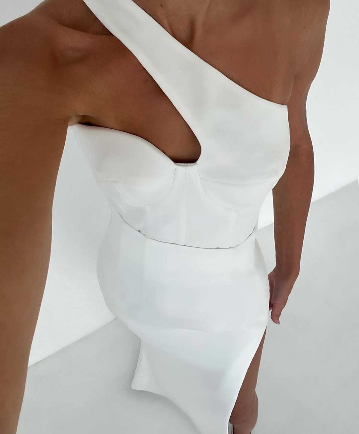 Graceful Mermaid Prom Sleeveless One Shoulder Design Floor Length Side Split Celebrity Evening Dresses Plus Size Custom Made L24475 0508