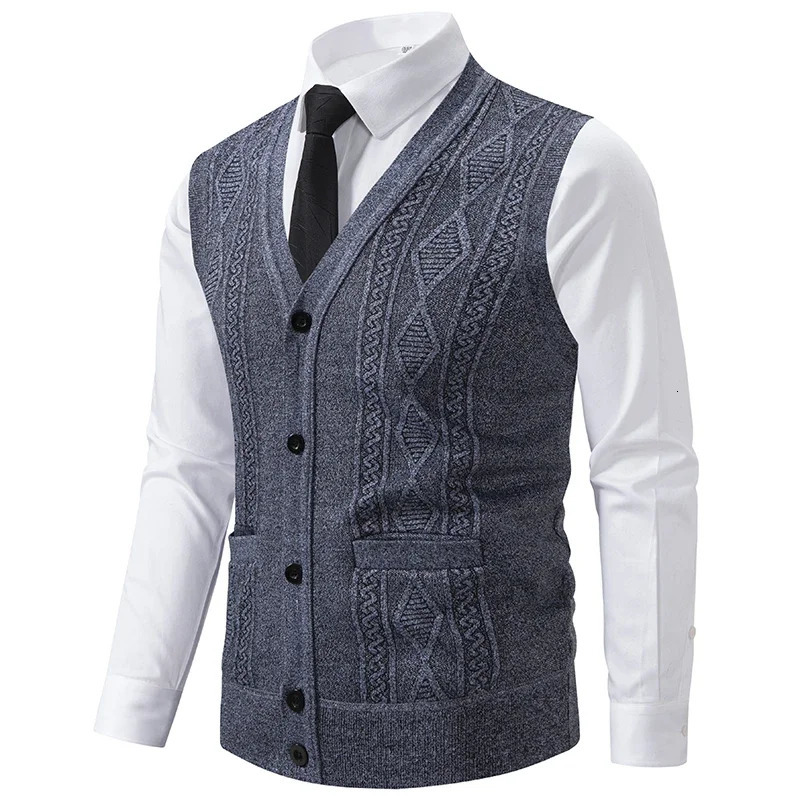 Autumn Men Waistcoats Knitted Sweater Vests Casual Sleeveless Cardigans Male Spring Outwear Cardigan Sweatercoats 3XL 241129