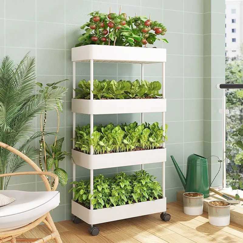 Planters Pots Balcony vegetable rack multi-layer flower outdoor courtyard seed plants balcony indoor plant pot Q240429
