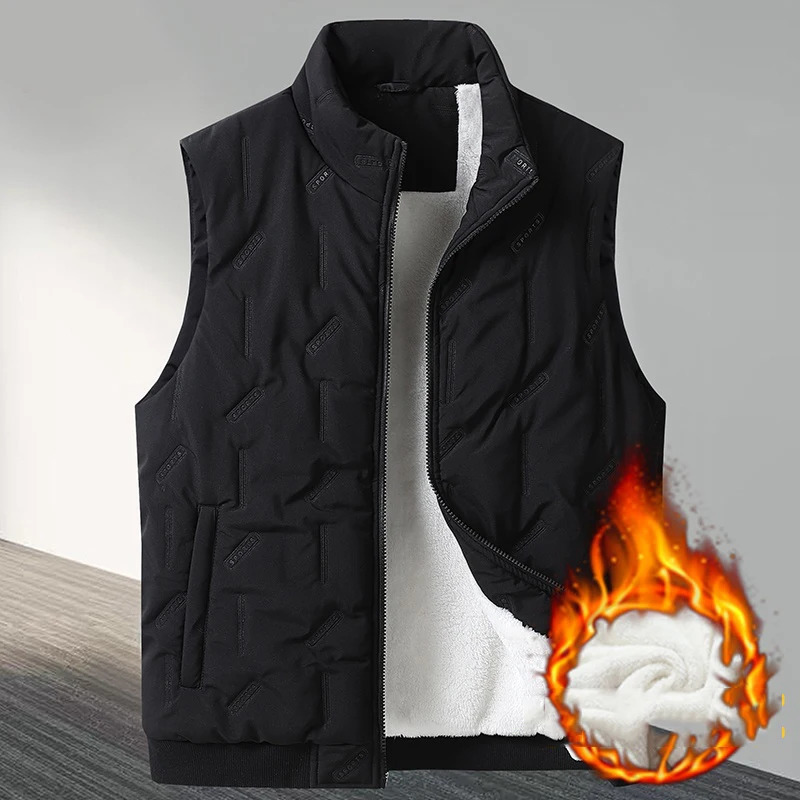 8XL 9XL 10XL Plus Size Mens Warm Vests Lamb Velvet Autumn and Winter Waistcoat Solid Color Oversize Jacket 241129