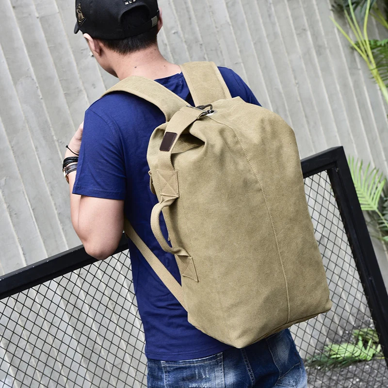Man Travel Backpack Large Capacity Mountaineering Hand Bag High Quality Canvas Bucket Shoulder Bags Men Backpacks 241126