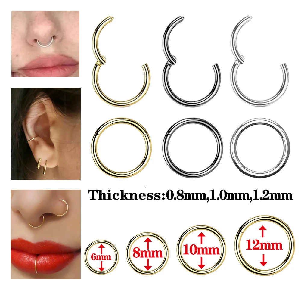 Steel Small Nose Rings Body Clips Hoop 16G 18G 20G Tragus Septum Cartilage Piercing Jewelry For Women Men Girl Gift 241125