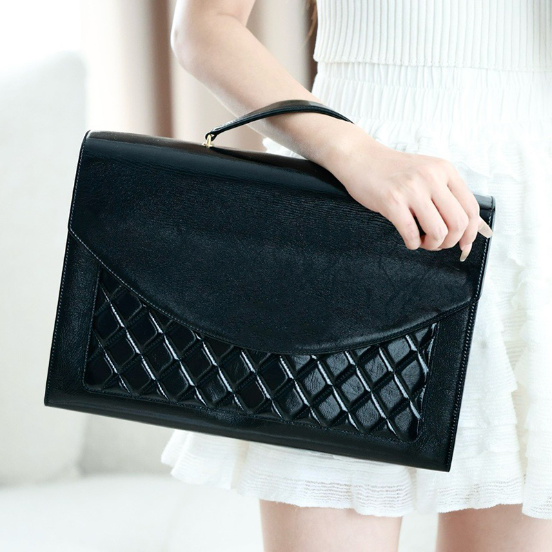 Designer Women's Lambskin Briefcase Handbag - Luxury Flap Bag (36cm) With Box C118