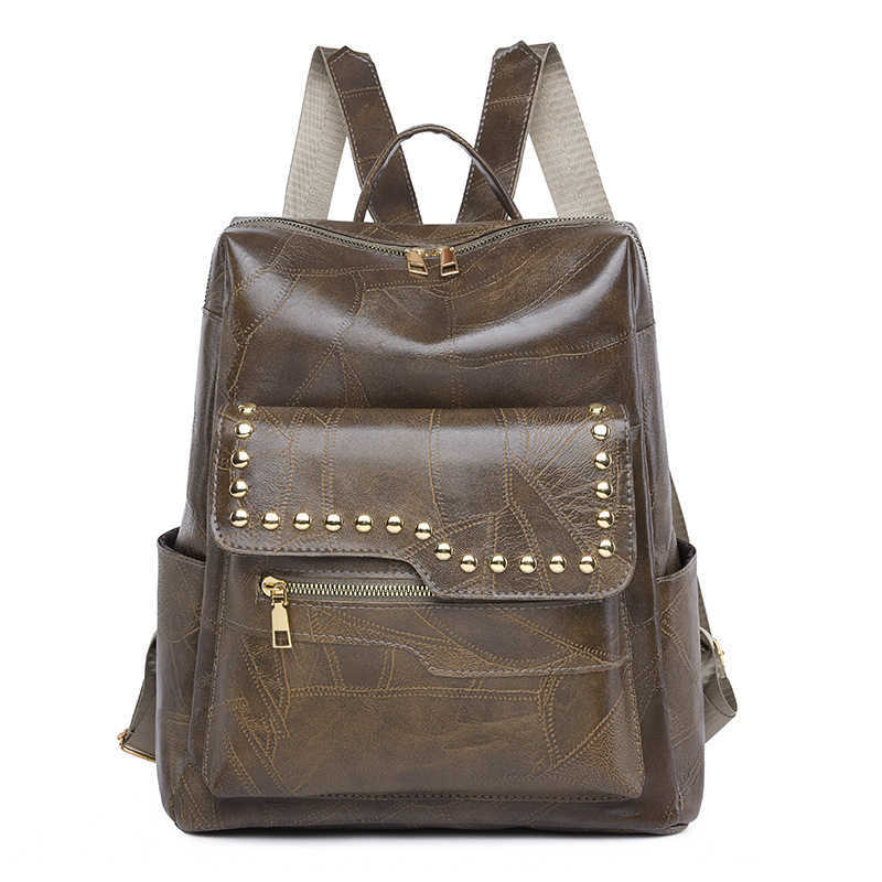 Women's backpack PU soft leather bag large capacity women's backpack casual backpack women's bag 241129