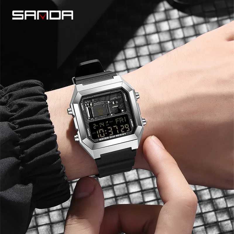 Sanda 6216 Ma and Fa Mens Student Ectronic New Square Mti Function reloj hbre Countdown Gift Watch Good quality free shipping
