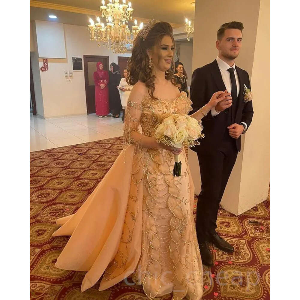 Ebi Gold Aso August Mermaid Prom Dress Beaded Crystals Evening Formal Party Second Reception Birthday Engagement Gowns Dresses Robe De Soiree Zj Es 66