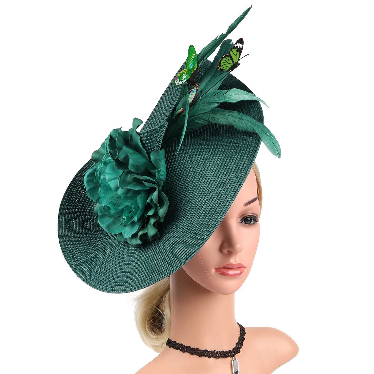 Wide Brim Hats Bucket Hats Fashion Elegant Butterfly Flowers Exaggerated Fascinator Hat Tea Party Kentucky Derby Hat Fascinator Headband for Cocktail 