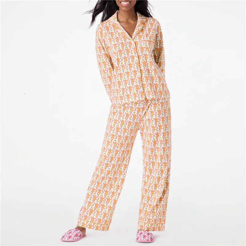 2025 Designer Roller Rabbit Monkey Preppy Pjs Cute Pj Women's Pants Y2k Long Sleeve Pamas Set 2-piece Casual Clothing