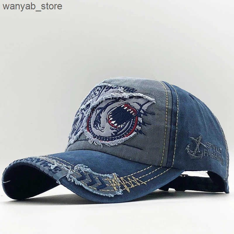 Ball Caps New cotton mens baseball cap womens snapshot cap shark embryo bone cap gorras casual mens baseball cap L240910