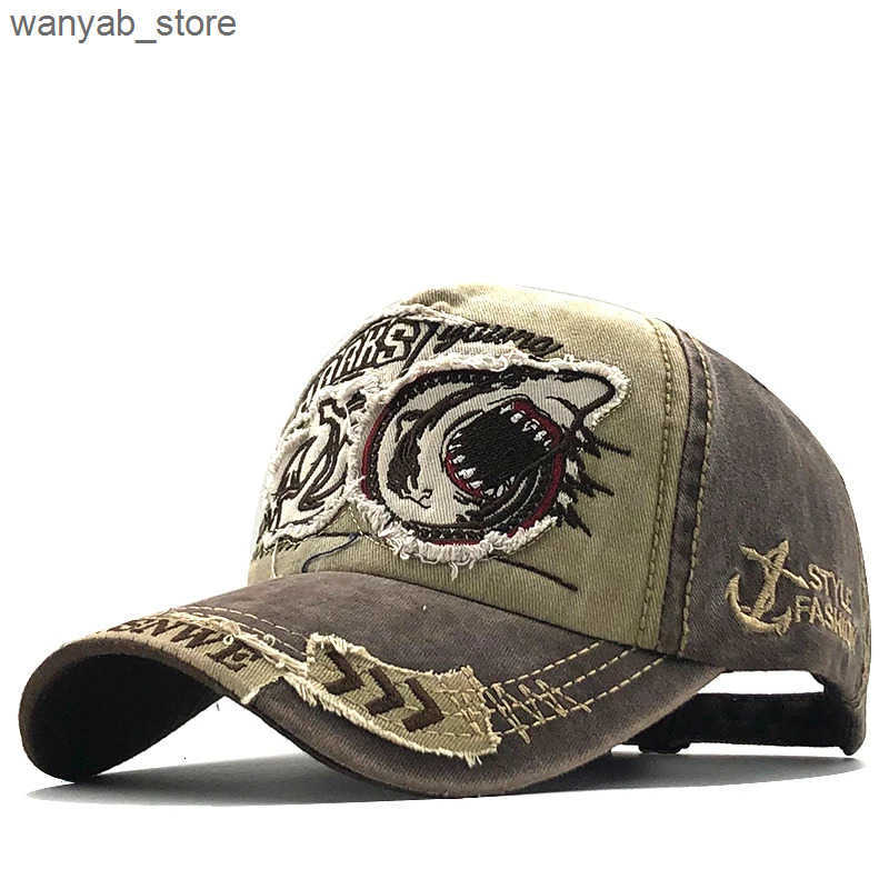 Ball Caps New cotton mens baseball cap womens snapshot cap shark embryo bone cap gorras casual mens baseball cap L240910