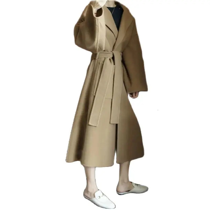 2024 Special Offer Side Slit 100 Pure Wool Womens Coat Long DoubleSided Woolen Loose Comfortable Clothing 241129