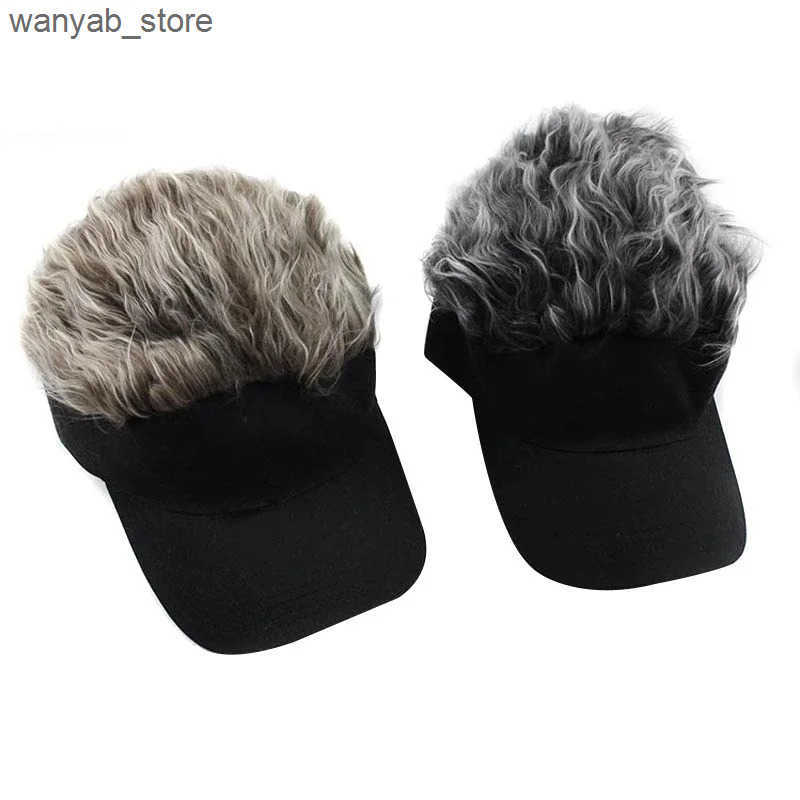 Ball Caps Baseball cap with pointed hair baseball cap with pointed wig mens casual and fun sun hat adjustable sun eye L240910