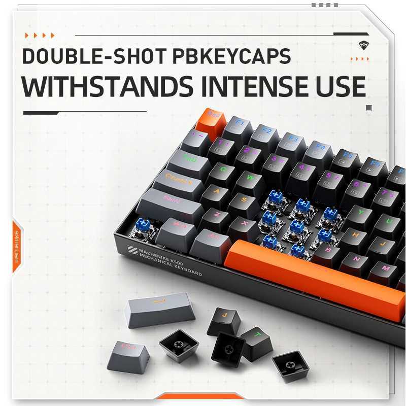 Henike K500A-B84 mechanical keyboard 75% TKL hot swappable wired gaming keyboard 6-color backlit 84 keys suitable for PC player laptops Y241126