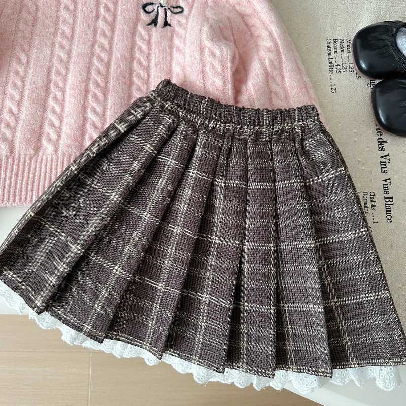 Clothing Sets Girls Set 2024 Autumn New Korean Girls Knitted Sweater+Tie Dye Bow Skirt Two Piece Set Girls Clothing 2-7 Years Old Y24112913F3