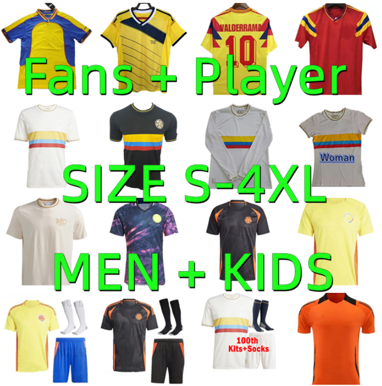 2024 2025 Colombia Richard Rios Soccer Jerseys 24 25 JAMES LUIS DIAZ football shirt Camiseta de futbol maillot 1990 2001 2014 Valderrama Retro Player version kids kit