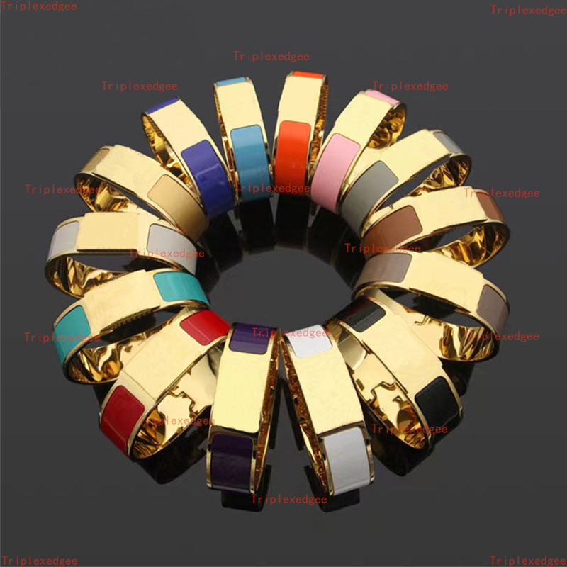 Brand New Gold 18mm Wide Cuff Bracelet European Fashion Couple Designer Bracelet For men and women High Quality 316L Titanium Bracelets Jewelry