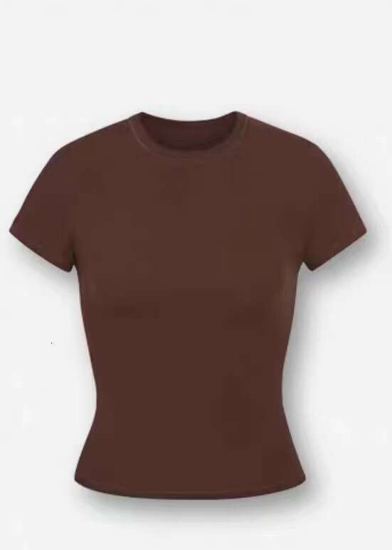 Kim Top T-Shirt Short Sleeve Stretch Slim Kylie With Thread Pure Cotton Round Neck Base