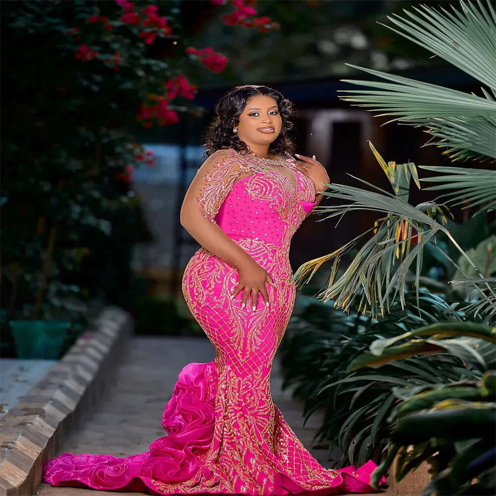 Aso Fuia Nov Ebi Arabic Mermaid Prom Dress Beaded Sequined Lace Evening Formal Party Second Reception Birthday Engagement Gowns Dresses Robe De Soiree