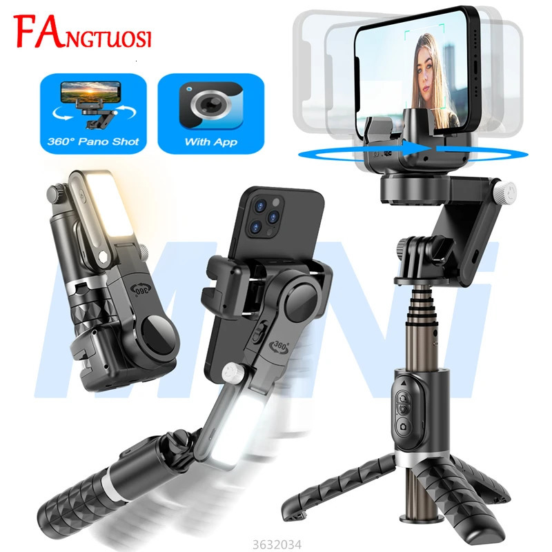 FANGTUOSI 2024 Gimbal Stabilizer Desktop Following Shooting Mode Selfie Stick Monopod With Bluetooth Shutter For Smartphone 240422