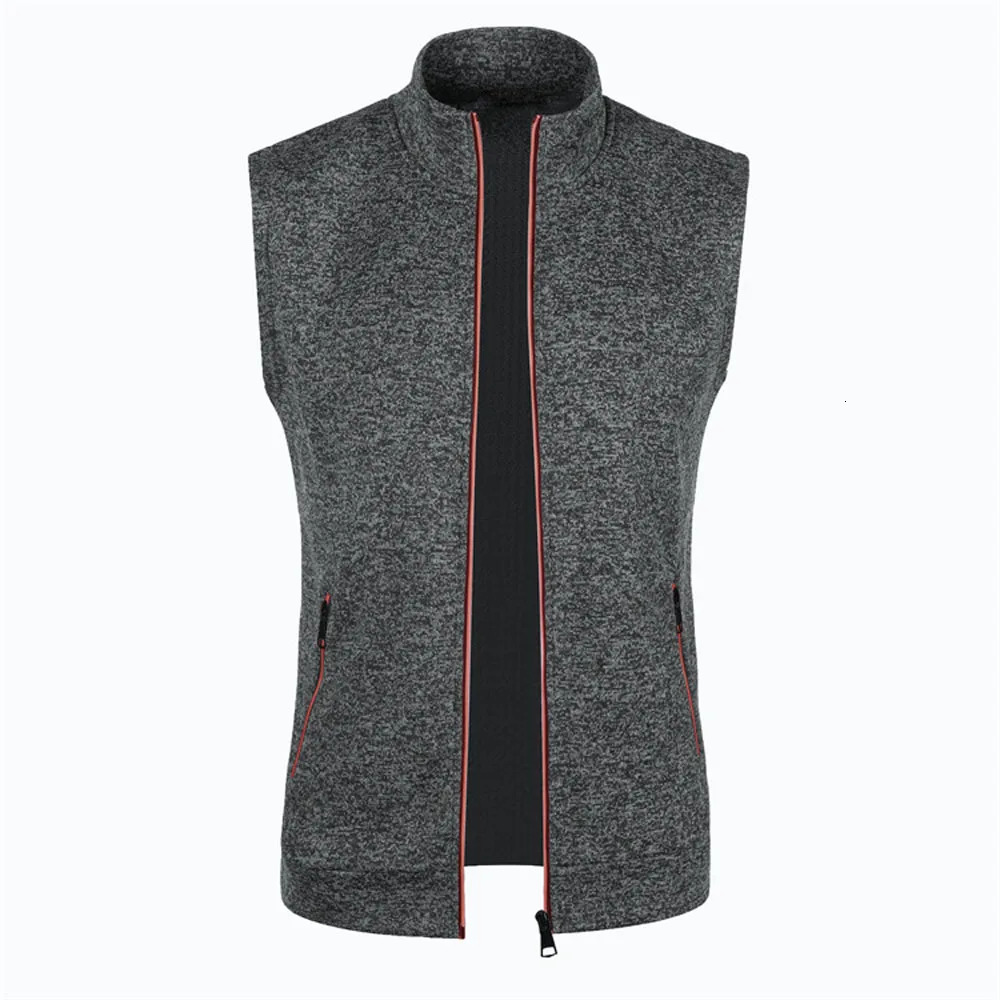 Autumn Winter Stand Collar Sleeveless Pocket Thin Knitted Slim Cardigan Waistcoats Men Vests BSDZW122 241129