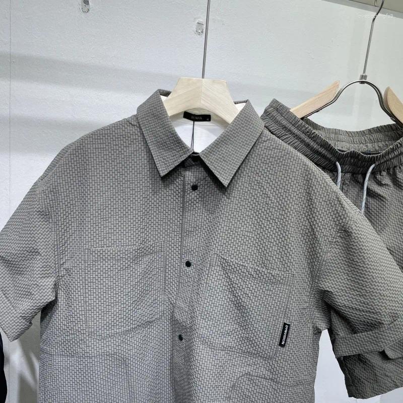 Men's Tracksuits Summer Men Short Sleeves Sets Lapel Single-Breasted Solid Color Polo Shirt Pocket Shorts High Quality Casual Loose Sports