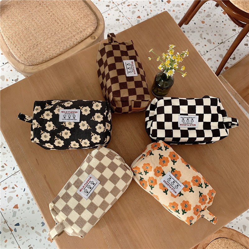 Korean Corduroy Handheld Makeup New Toiletry Storage Bag, Portable Wallet for Women