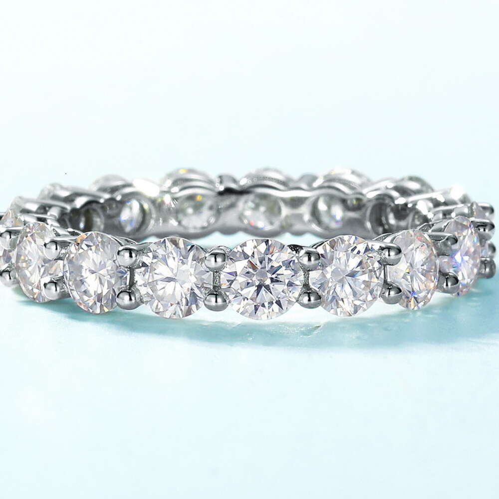 Kacy Gra Certified Moissanite Diamond Rin 925 Sterling Sliver Iced Out Hip Hop Men Tennis Eternity Band Cuban Link Fine Jewelry