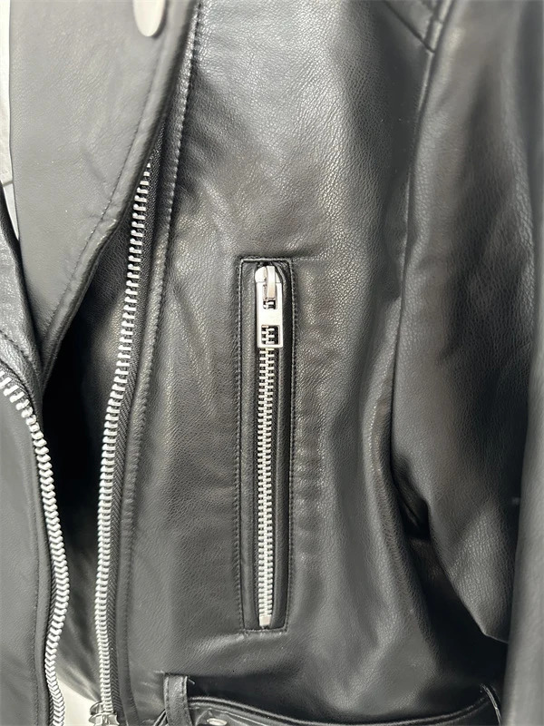 2024 RARF Womens washed leather jacket with belt short coat downgraded zipper and vintage lapel e 241129