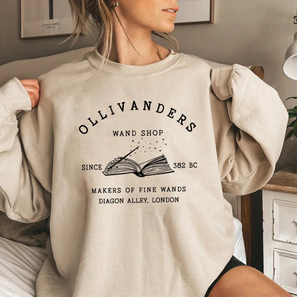 Wizard Book Shop Sweatshirt HP Sweater Magic Hoodie Long Sleeve Sweatshirts Nerd Pullover Fans Gift 241126