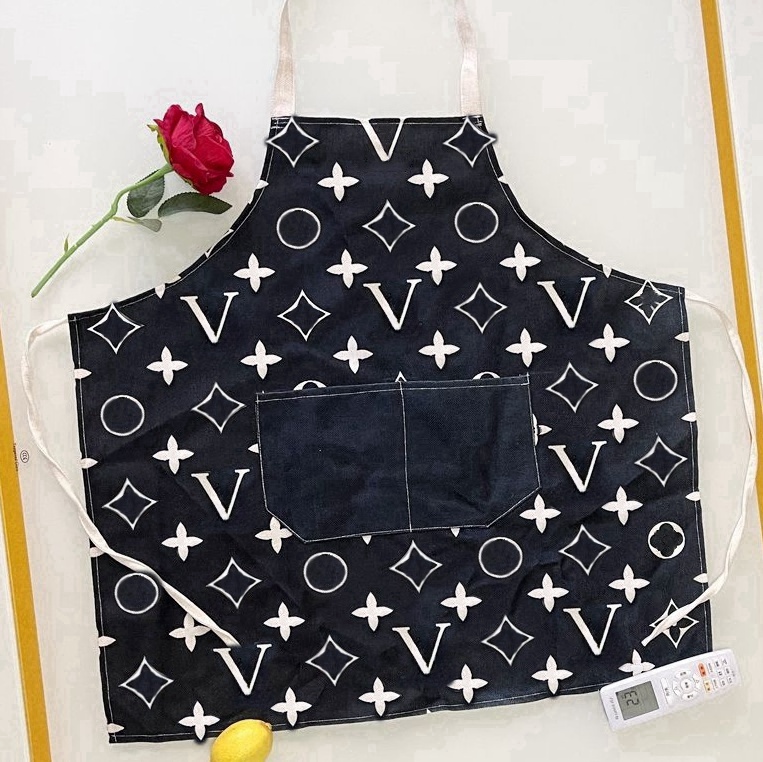 stampup fashion Designer Home kitchen cooking brown Old Flower Apron chef's work clothes barber shop household cleaning letter printing apron sta