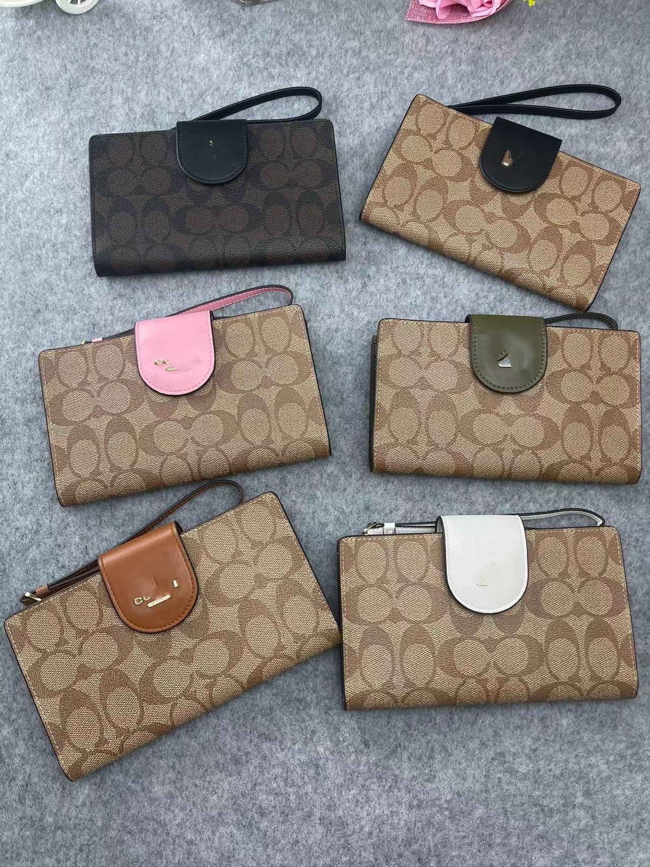 Retro long cowhide women's wallet mobile bag with wrist strap card clip, zero wallet gift box set