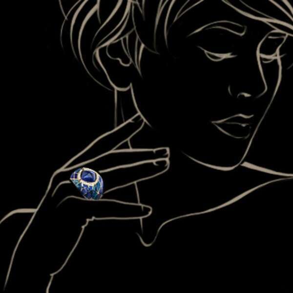 Hecheng Fashion Blue Set Zirconia Diamond Ring with Drip Oil Design as a Decorative Item