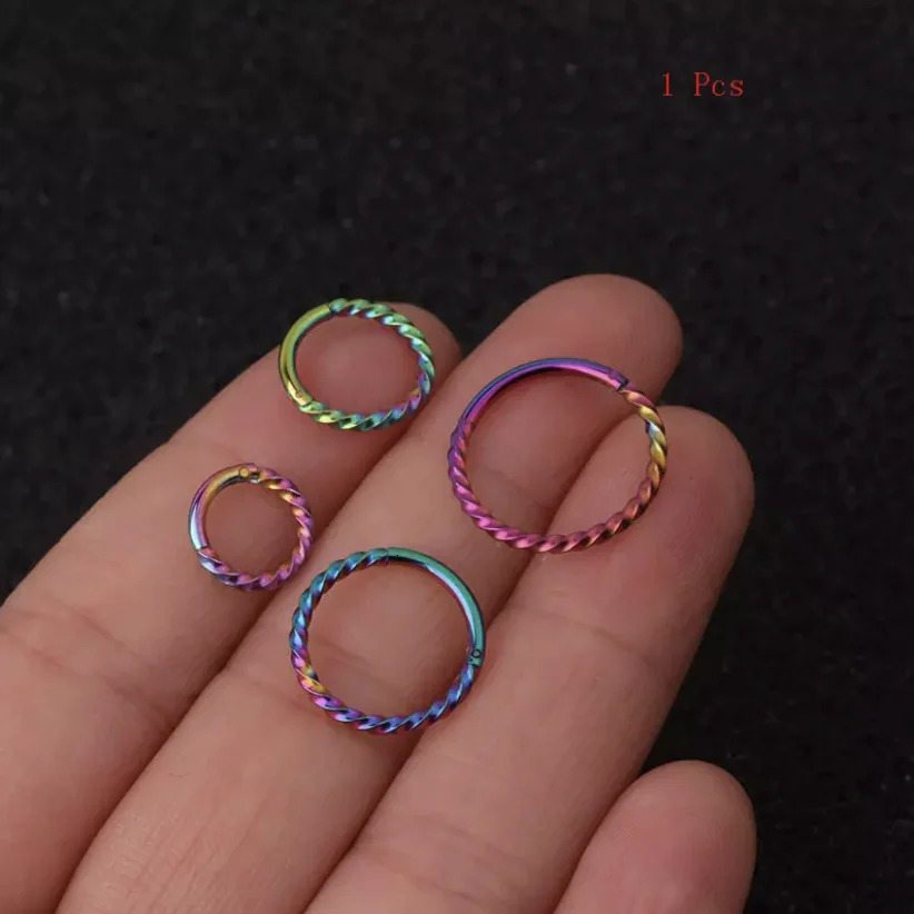 1PC Stainless Steel Opening Hinged Segment Clicker Ring Nose Septum Piercing Helix Cartilage Daith Twist Hoop 241125